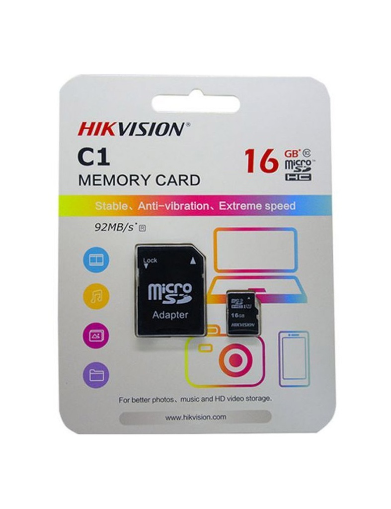 Carte Mémoire Micro SD HIKVISION 16Go class10 HS-TF-C1-16G
