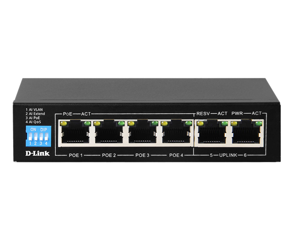 Switch D-Link 6-Port 10/100Base-T With  4 Poe Portsrange 250M