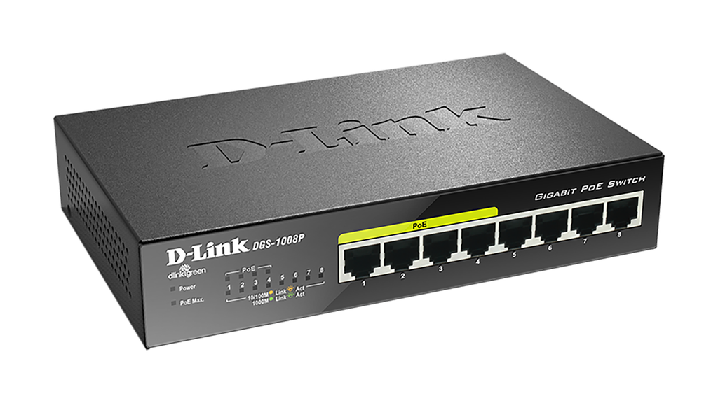[DGS-1008P/E] Switch D-Link 8-Port 10/100/1000Base-T Unmanaged Switch With 4 P